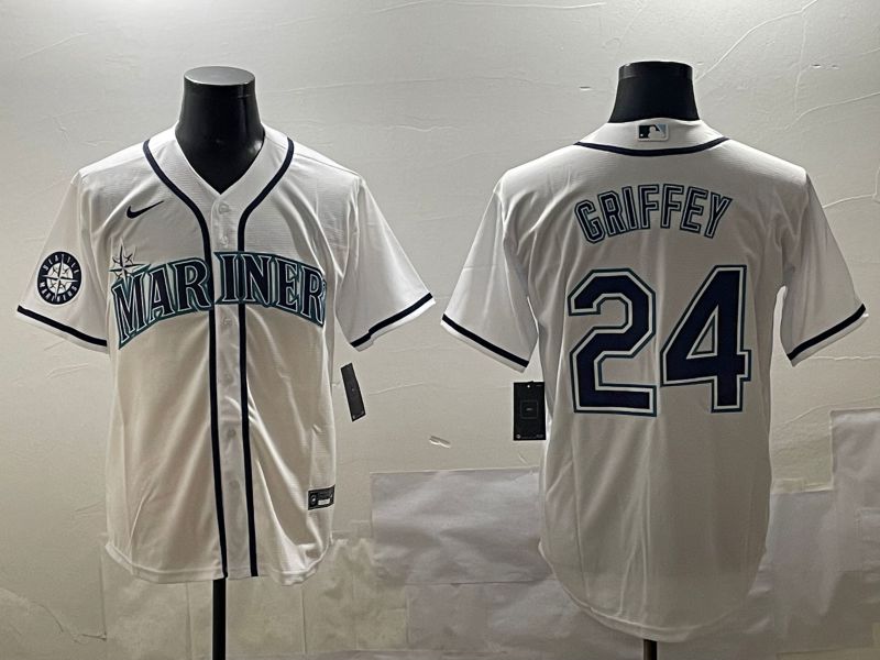 Men Seattle Mariners #24 Griffey White Game 2025 Nike MLB Jersey style 2